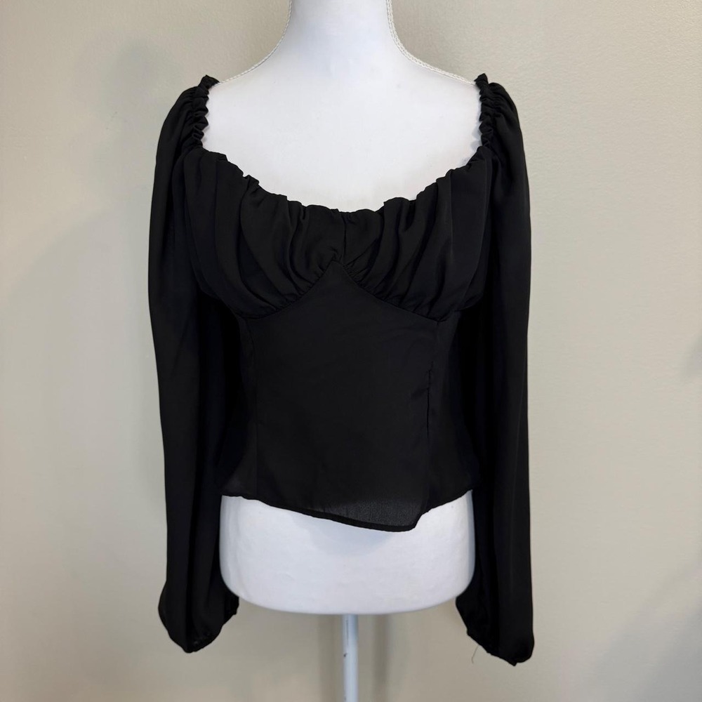 Sheer Long Sleeve Milkmaid Blouse Womens M Cottagecore Fairy Grunge